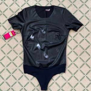 Commando faux leather tee bodysuit size M